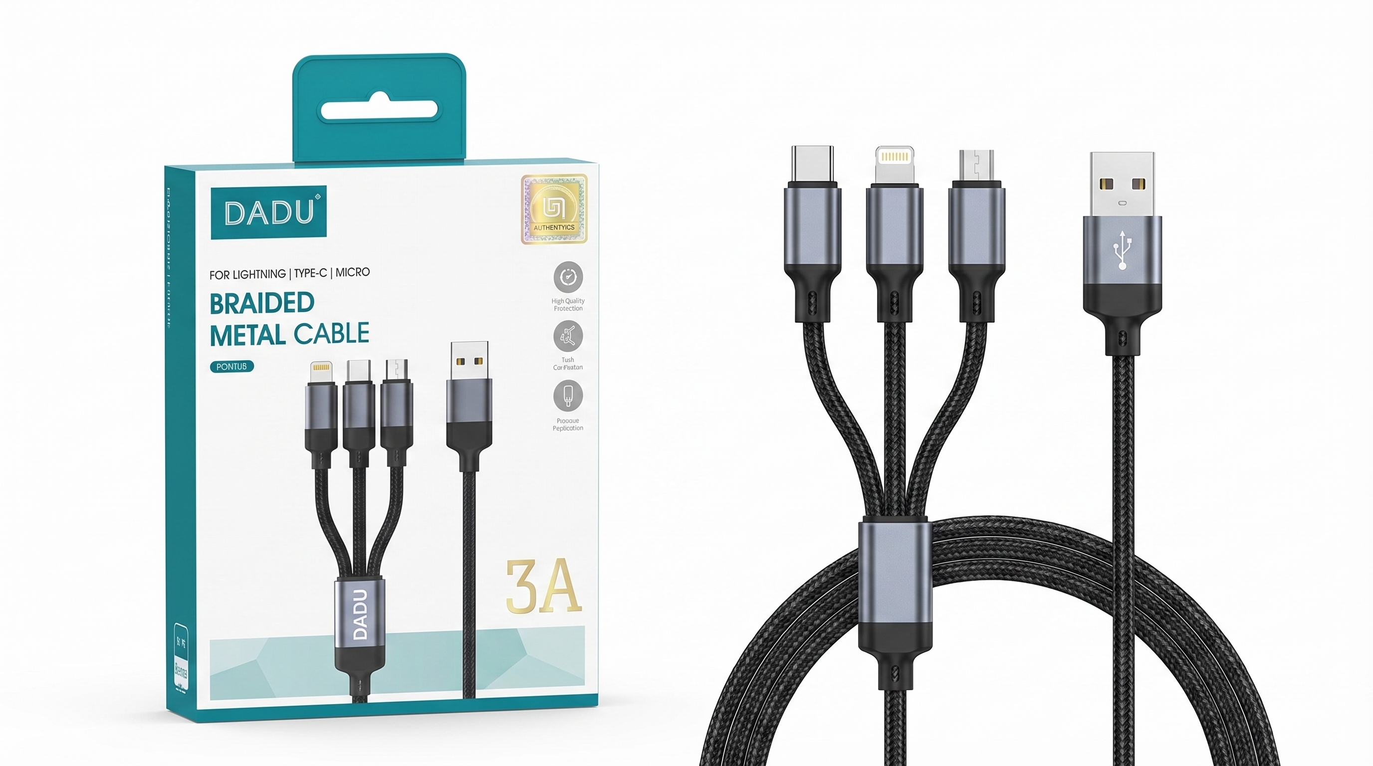 كابل شحن دادو 3 في 1 (DC-C180) 🔌 | شحن سريع 3A