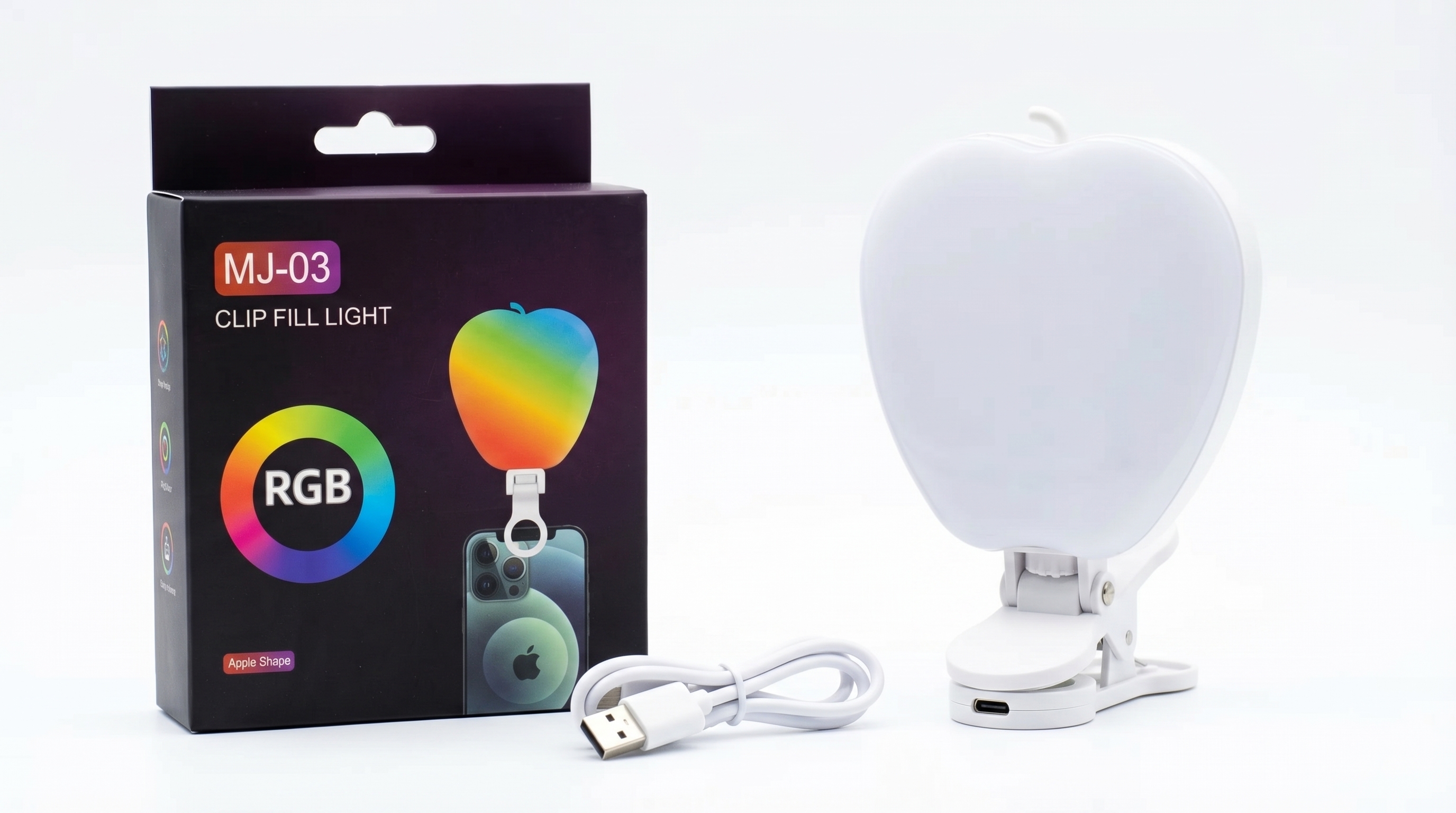 إضاءة سيلفي MJ-03 LED على شكل تفاحة